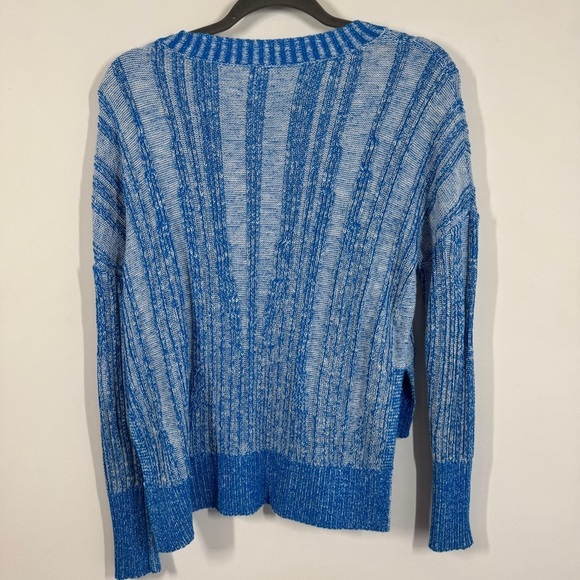 Pilcro High-Low Hem Lightweight Knit Blue Striped Women's Sweater Size XXS - Picture 9 of 13